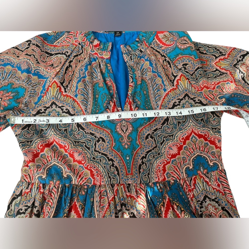 J Crew Rebecca Tiered Poplin Ratti Mediterranean Paisley Print Dress Size XS - Picture 5 of 10